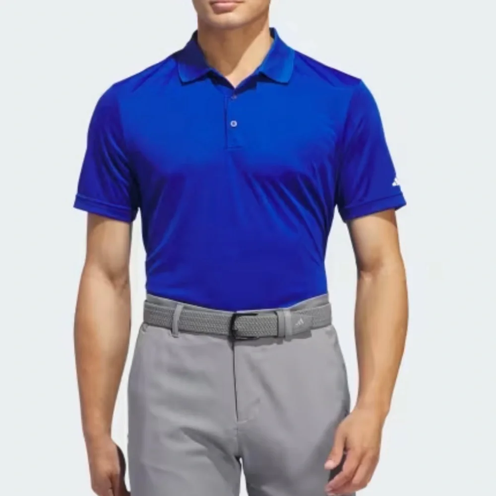 ADIDAS GOLF MENS PURE MOTION SZ Large BLUE SHORT SLEEVE GOLF POLO SHIRT